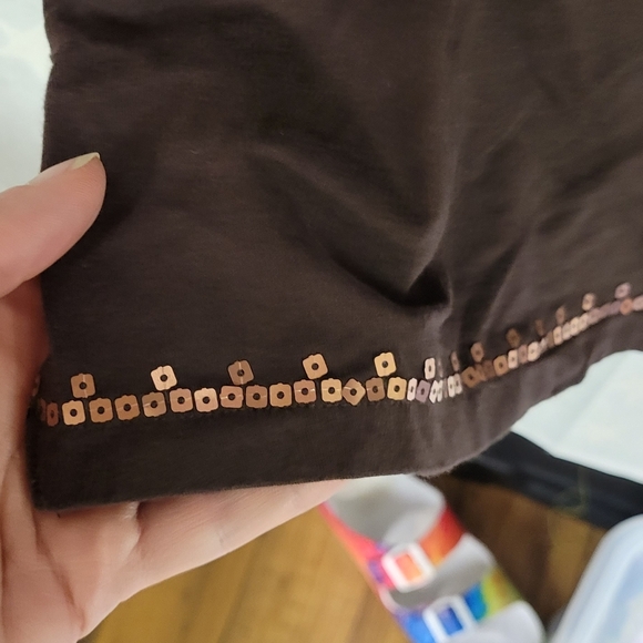 DG2 Diane Gillman Brown Sequin Bodice 1X Top - Picture 5 of 6